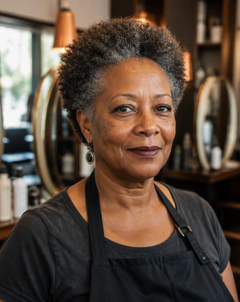 Dame, The boss at Scissibles in Stroud